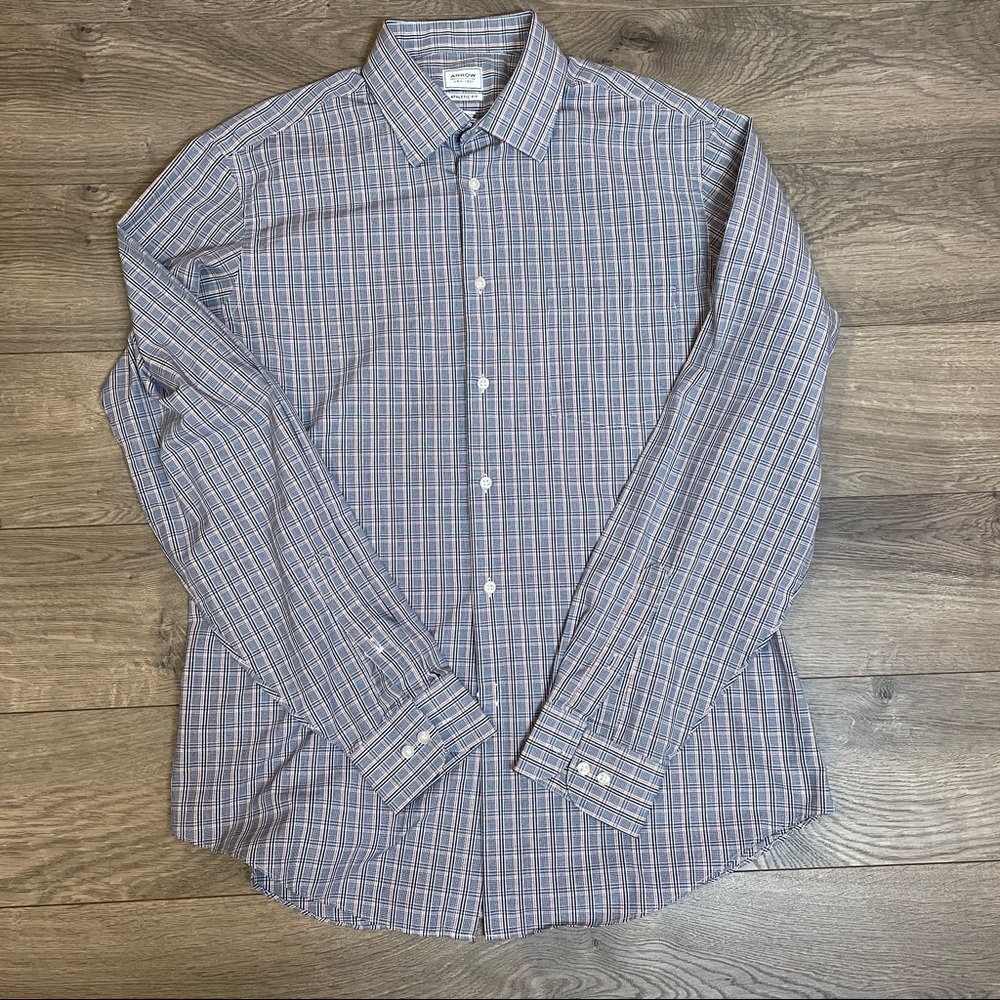 Arrow 1851 Athletic Fit Button Down Dress Shirt - size L